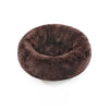 Round Faux Plush Pet Bed for Cats and Small Dogs