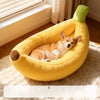 Banana-Shaped Plush Pet Bed for Cats and Small Dogs
