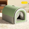 Enclosed Plush Pet Bed with Door Curtain for Cats and Dogs