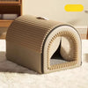 Enclosed Plush Pet Bed with Door Curtain for Cats and Dogs