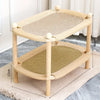 Two-Tier Wooden Cat Bed with Scratching and Woven Mats