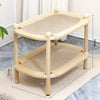 Two-Tier Wooden Cat Bed with Scratching and Woven Mats