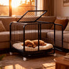 Reinforced Metal Dog Crate with Integrated Toilet Area