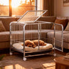 Reinforced Metal Dog Crate with Integrated Toilet Area