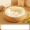 Handwoven Rattan Cat Bed for Cats & Small Dogs